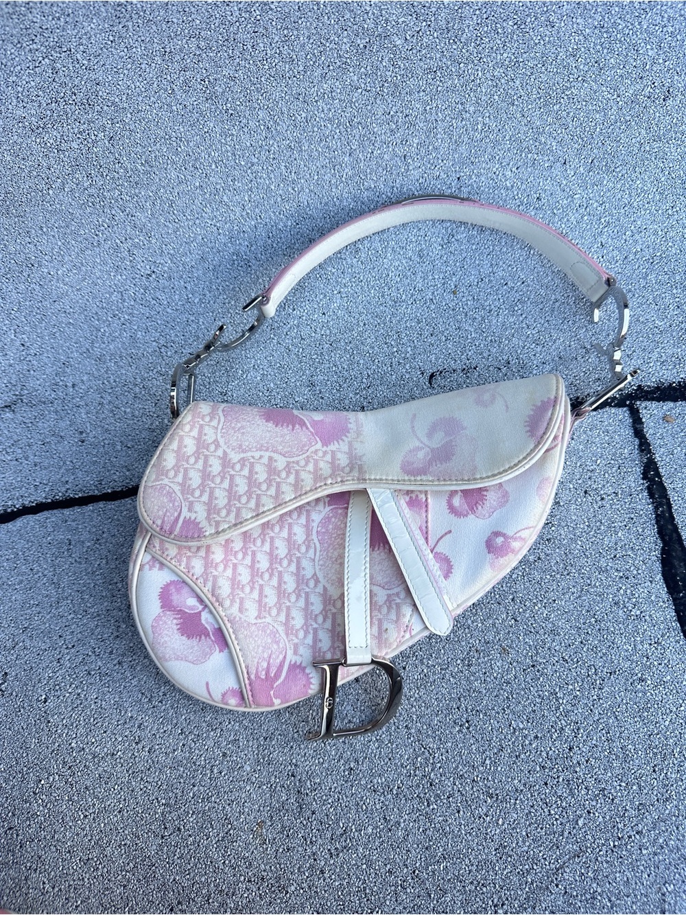 Dior Vintage Galliano Era Sakura Cherry Blossom Pink Saddle Bag
